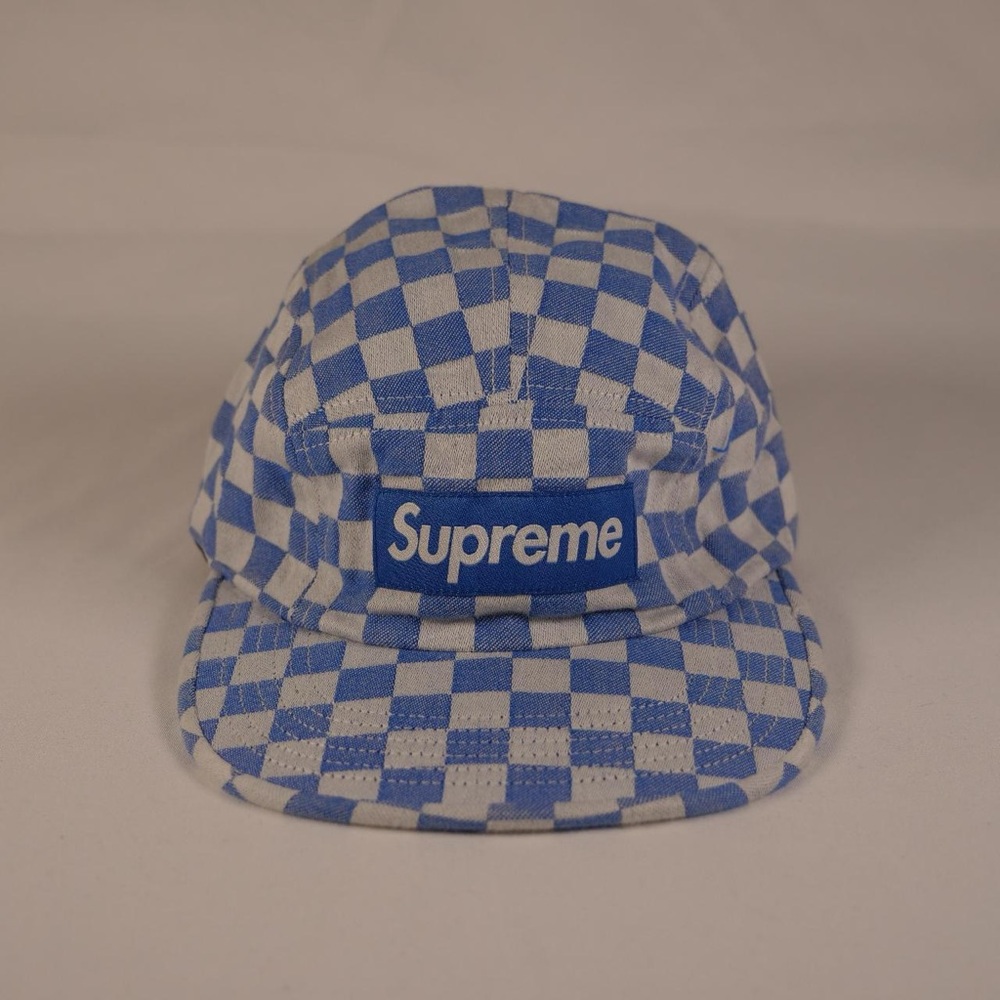 Supreme Blue and White Checkered Hat